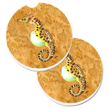 Carolines Treasures Seahorse Set of 2 Cup Holder Car Coaster 8640CARC